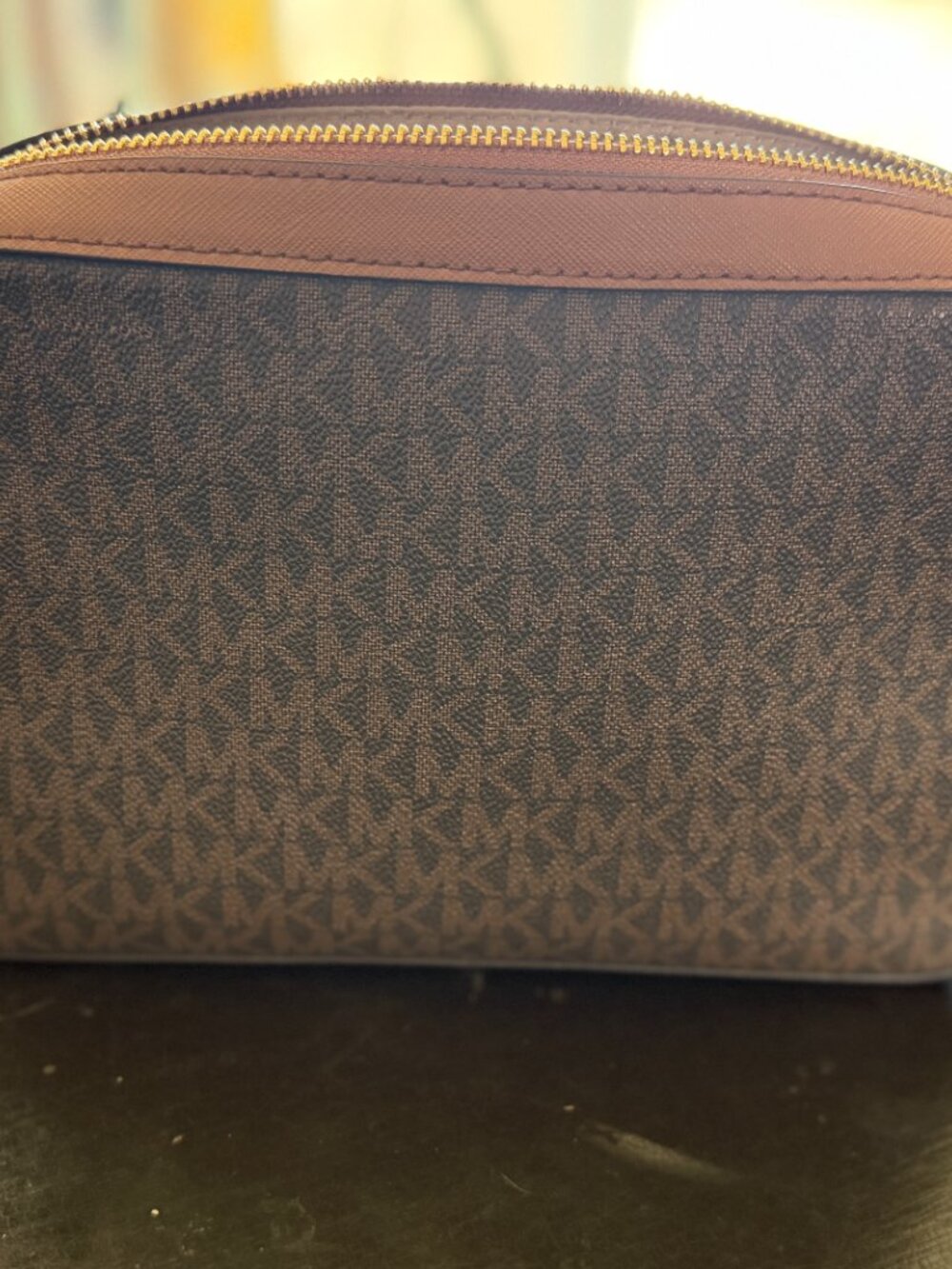 Michael Kors Jet Set Large Logo Crossbody Bag Brown MK Signature - Picture 6 of 16